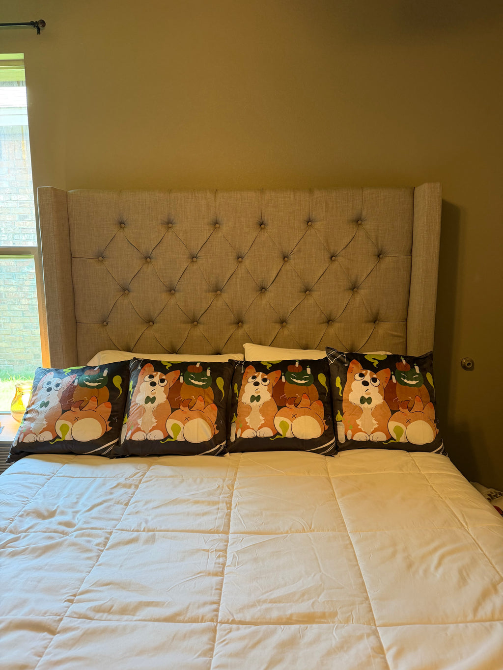 Halloween Cute Dogs & Pumpkins Decorative Pillow Covers