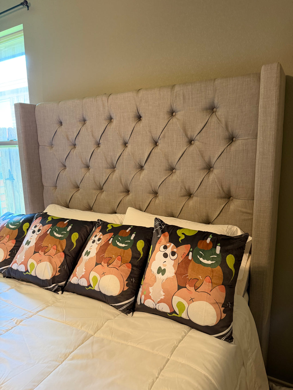 Halloween Cute Dogs & Pumpkins Decorative Pillow Covers