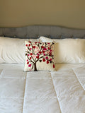 Red Plum Blossom Pillow Cover - Soft Velvet Cushion Cover