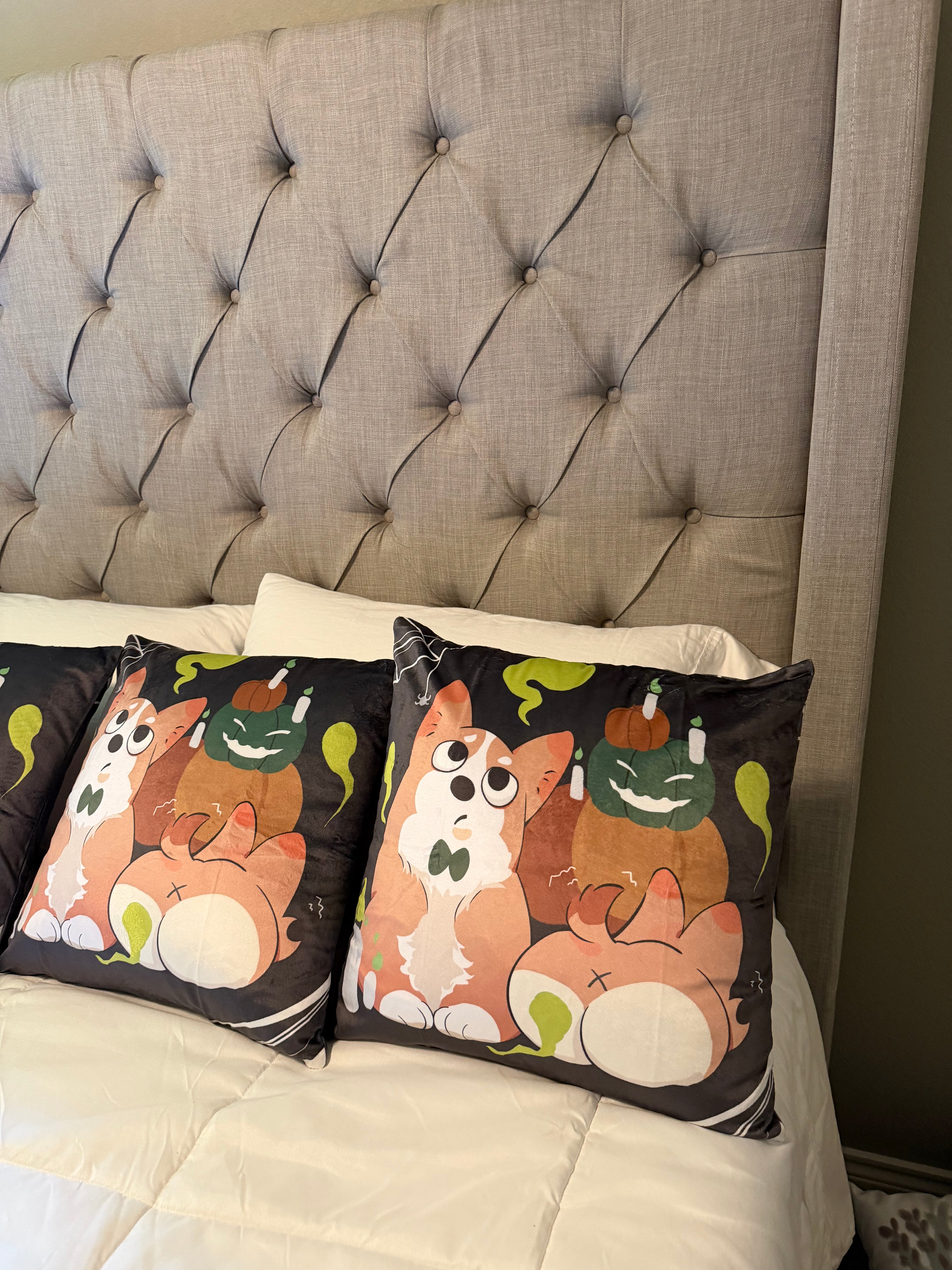 Halloween Cute Dogs & Pumpkins Decorative Pillow Covers