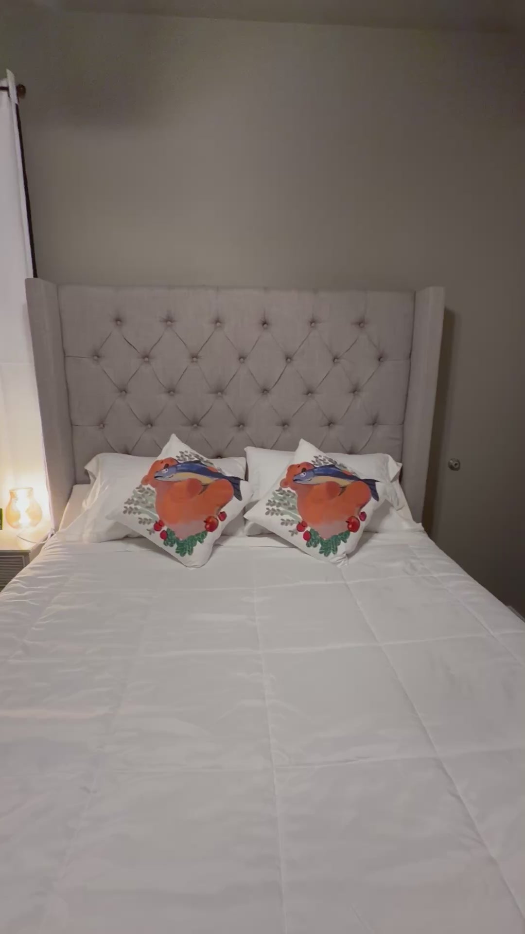 Little Bear & Fish Pillow Cover